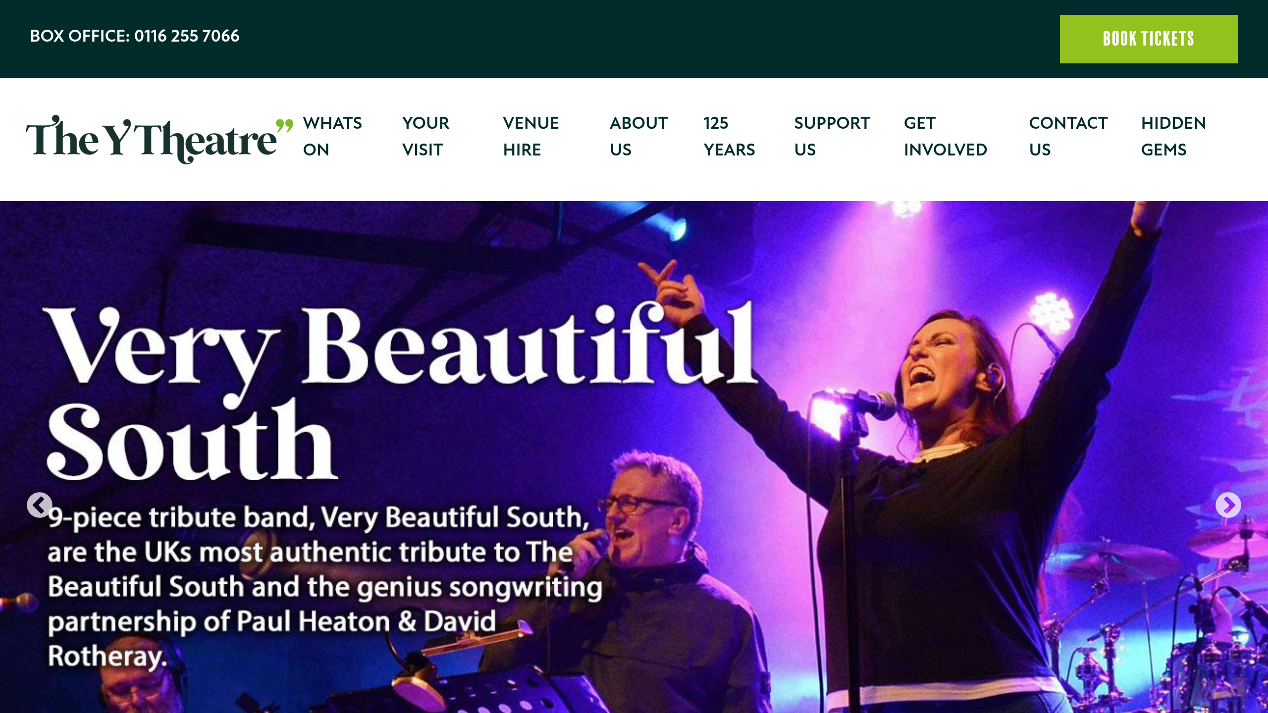 The Y Theatre desktop view