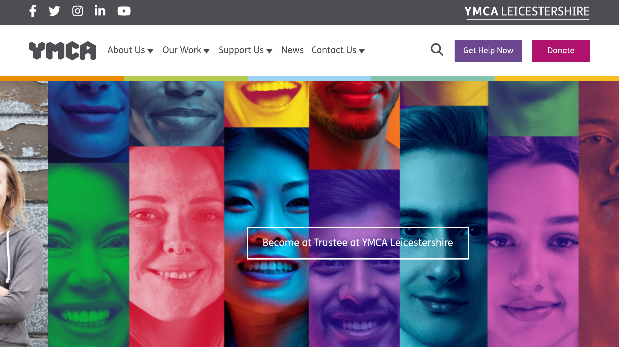 YMCA Leicestershire desktop view